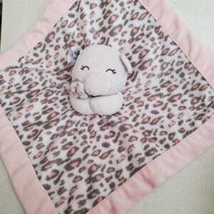 Carters Pink Gray Cheetah Leopard Baby Security Blanket White Bear Lovey